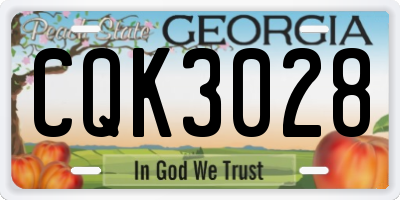 GA license plate CQK3028