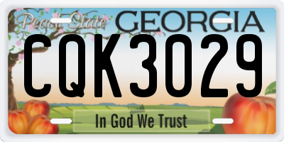 GA license plate CQK3029