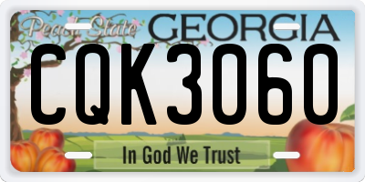 GA license plate CQK3060