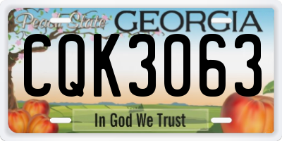 GA license plate CQK3063