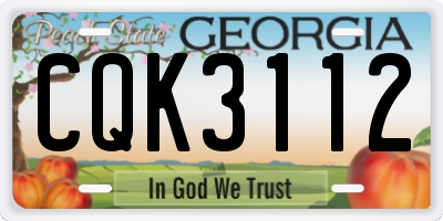GA license plate CQK3112