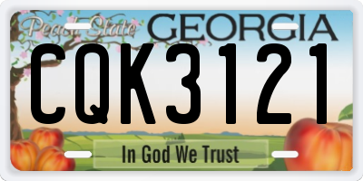 GA license plate CQK3121