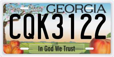 GA license plate CQK3122