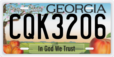 GA license plate CQK3206