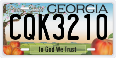 GA license plate CQK3210
