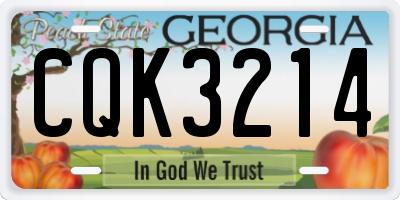 GA license plate CQK3214