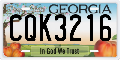 GA license plate CQK3216