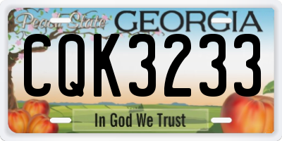 GA license plate CQK3233