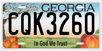 GA license plate CQK3260