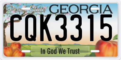 GA license plate CQK3315