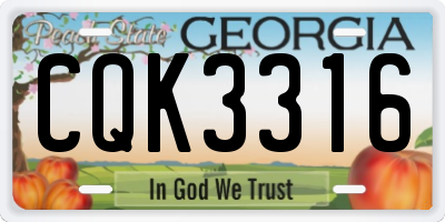 GA license plate CQK3316