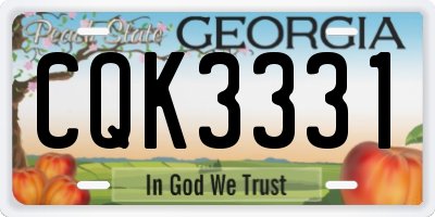 GA license plate CQK3331