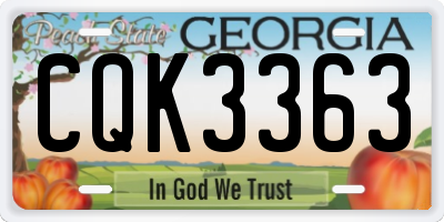 GA license plate CQK3363