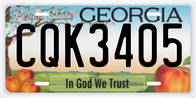 GA license plate CQK3405