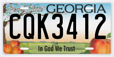 GA license plate CQK3412