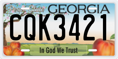 GA license plate CQK3421