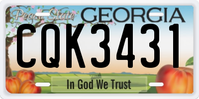 GA license plate CQK3431