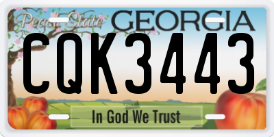 GA license plate CQK3443