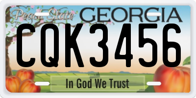 GA license plate CQK3456