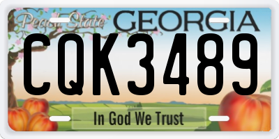 GA license plate CQK3489