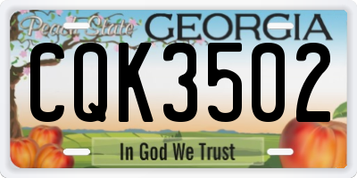 GA license plate CQK3502