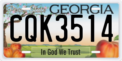GA license plate CQK3514