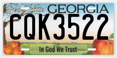 GA license plate CQK3522
