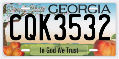 GA license plate CQK3532