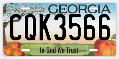 GA license plate CQK3566