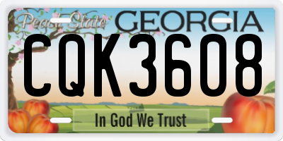 GA license plate CQK3608
