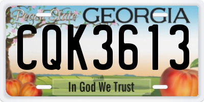 GA license plate CQK3613