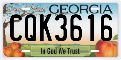 GA license plate CQK3616