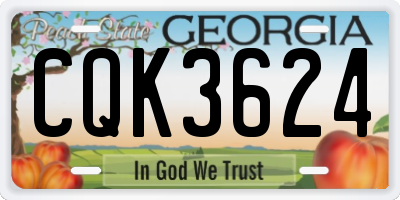GA license plate CQK3624