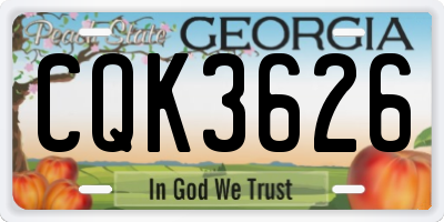 GA license plate CQK3626