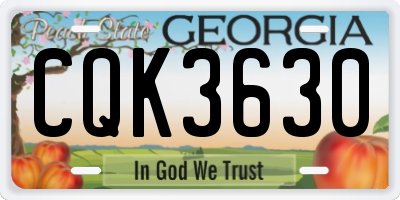 GA license plate CQK3630