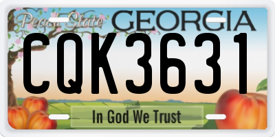 GA license plate CQK3631