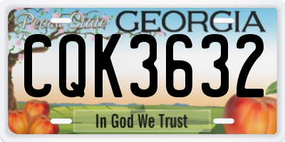 GA license plate CQK3632