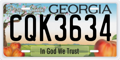 GA license plate CQK3634