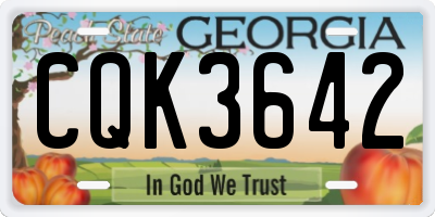 GA license plate CQK3642