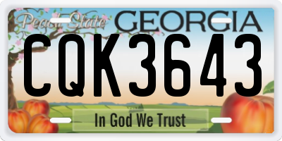GA license plate CQK3643