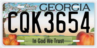 GA license plate CQK3654