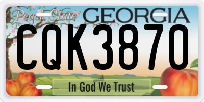 GA license plate CQK3870