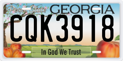 GA license plate CQK3918