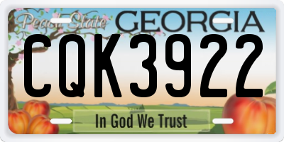GA license plate CQK3922