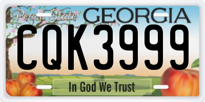 GA license plate CQK3999