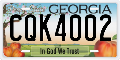 GA license plate CQK4002