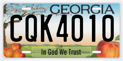 GA license plate CQK4010