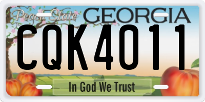 GA license plate CQK4011