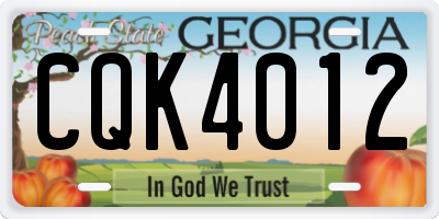 GA license plate CQK4012