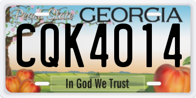 GA license plate CQK4014